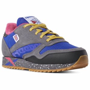 Reebok CL LEATHER RIPPLE MU Turnschuhe Kinder - Grau/Blau/Rot - DE 158-NFK